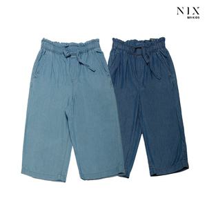 [NIXKIDS]여아) M/L톤 워싱 스트링 풀밴딩 8부 와이드 데님(FKQMDDW970M)