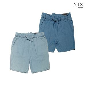 [NIXKIDS]여아) M톤/L톤 텐셀 워싱 벨트장식 5부 루즈 데님(FKQMDDH951M)