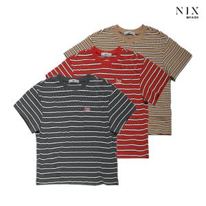 [NIXKIDS]유니) 16 S 싱글-스트라이프 포켓 워싱 티셔츠(FKQMCTR721P)