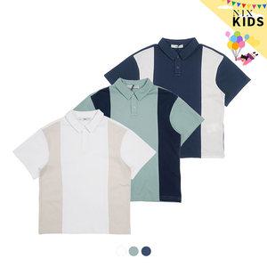 [NIXKIDS]유니) 컬러블록 카라 티셔츠(FKQMCTC751P)