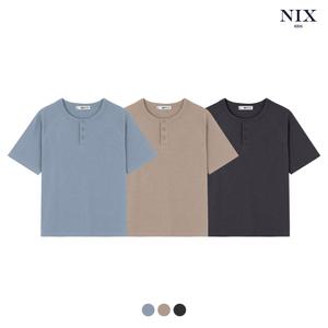 [NIXKIDS]유니)기본핏 슬럽 헨리넥티셔츠(FKQMCTY731P