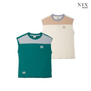 [NIXKIDS]유니) 20 S 싱글 - 칼라 블록 로고 민소매 TS (레귤러핏)(FKRMCTN711P)