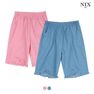 [NIXKIDS]여아) 면 스판 트윌 프릴 6부 바지(FKSMCNF513M)