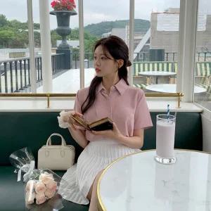 링클프리 베이직 반팔 블라우스 셔츠 여름 썸머 bs5193