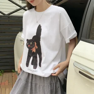 [제작] 오마이캣 나염 루즈핏 티셔츠 82936 빅사이즈 여성의류