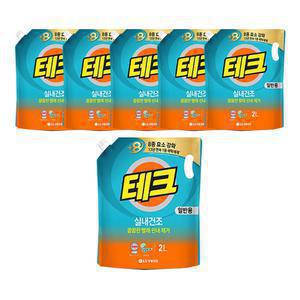 테크 실내건조 액체세제 일반 리필, 2L, 6개
