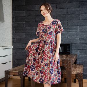 엄마옷 조이마담 H8005 매화 셔링 면 홈드레스 홈웨어 중년여성의류