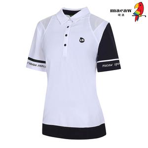 (여성)언발 소매 배색 카라 티셔츠_MMW2TS02