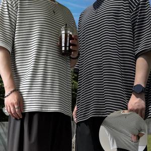 머시따 / 아이스 스트라이프 라운드 반팔 니트