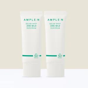 [코리아나/앰플엔] 솔라샷 징크 마일드 선크림 40ml SPF 50+ PA++++(화장 필수템) x 2