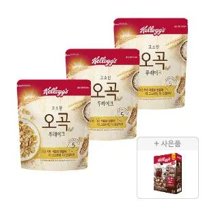 켈로그 오곡 후레이크, 570g, 3개 + 증정 (첵스초코 쿠키앤크림 120g, 1개)