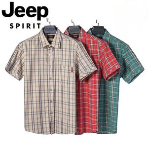 JEEP SPIRIT 남성 체크 셔츠 여름 반팔 얇은 남방