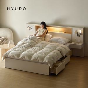 [8월 5% 최종판매가 224,060] 휴도 선유 3단서랍 LED 자석보드 수납침대 프레임 SS/Q