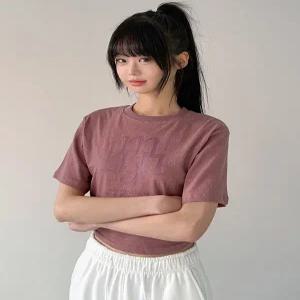 피그먼트 크롭 반팔티셔츠