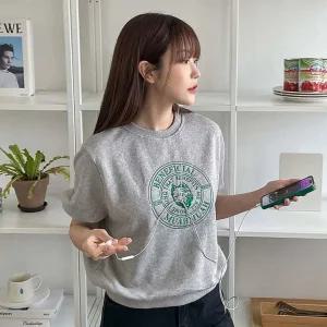 스티치 하프 스웨트셔츠
