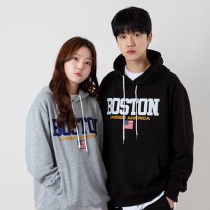보스턴 후드티 색상 4종 상의 오버핏 프린팅 캐주얼 빈티지 데일리 커플티 남자 여자