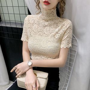 레이스티 여름 봄 반팔 터틀넥 셔츠 시스루0725010