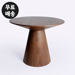 체스 무늬목 원형 거실 다이닝 테이블 식탁(900/월넛)