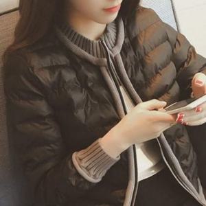 입는 숏패딩 배색 니트 가볍게 패딩점퍼 W00651