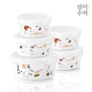 [신세계몰][삼미수저] 무민 더키친 도자기 원형 밀폐용기세트 5P