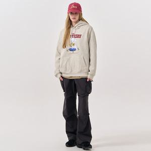 UNISEX 리틀 애니멀 오버핏 기모 후드티 [OATMEAL] / SBD4U02014-WOMAN