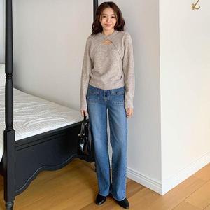 [기타]앞주머니 하이웨이스트 스판 빅사이즈 히든밴딩 일자청바지