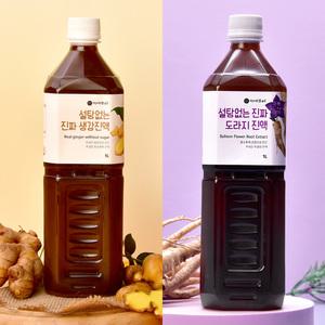 무설탕 국내산 생강진액 1,000ml 1병 + 도라지진액 1,000m 1병