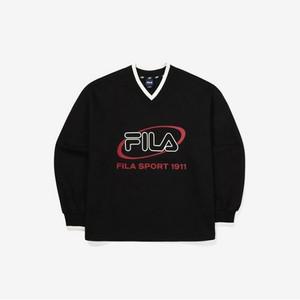 긴팔티 TQJ FS2POF3155F-BLK 빅로고 면혼방 V넥 맨투맨