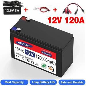 LiFePO4 리튬 18650 배터리 팩, 다리미 인산염 태양열 보트용 내장 BMS, 12.6V 충전기, 12V 120Ah