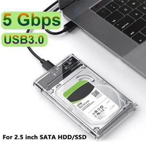 USB 3.0 C 타입 하드디스크 박스 2.5 인치 HDD SSD 케이스 투명 인클로저 하드 드라이브 디스크 외장 OTG