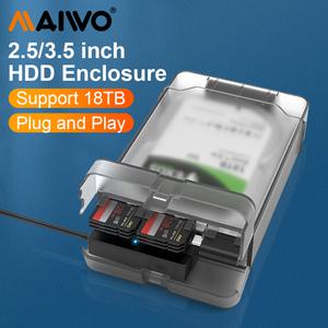 MAIWO 외장 하드 드라이브 인클로저 3.5 2.5 인치 SATA SSD HDD SD 카드 수납함 CD 박스 리더 HD 케이스 6G