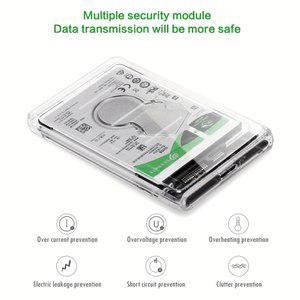 노트북 PC용 외장 HDD 케이스 USB 3.0 5Gbps 2.5 인치 투명 하드디스크 SATA SSD 저장 없음