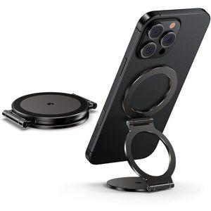 MagSafe용 듀얼 마그네틱 링 휴대폰 홀더 1 4인치 나사 구멍 삼각대 장착 아이언 오브제에 부착 iPhone 16