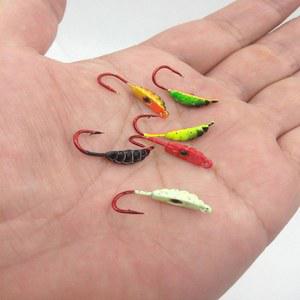 얼음 낚시 미끼 구더기 벌레 새로운 금속 지그 미니 리드 겨울 후크 4 세트 하이 퀄리티 22mm 1 4g 6