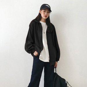 고품질 여자 무지 잠바 집업 후드 루즈핏 간절기 2컬러 (WFHQGII)