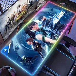 스텔라 블레이드 마우스 패드 게이머 RGB 데스크 매트, LED 설치, 게임 액세서리, 대형 백라이트