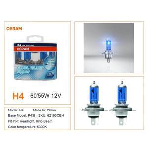 오스람 H4 62193CBH P43t 할로겐 헤드라이트 자동차 Hi/Lo 빔 12V 60/55W 5300K 9003 HB2 쿨 블루 하이퍼