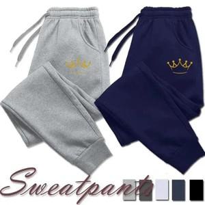 골드 크라운  남성 바지 가을 겨울 양털 운동복 패션 Drawstring 캐주얼 조깅 스포츠