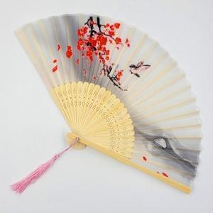 일본 접이식 수채화부채(레드 매화)