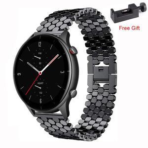 Huami Amazfit GTR 4 3 Pro 2 2e 용 22mm 스테인레스 스틸 밴드 47mm Pace Stratos 금속 시계 팔찌 스트랩