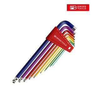 PB 스위스툴 212LH-10RB 육각 롱 볼렌치 9P 레인보우