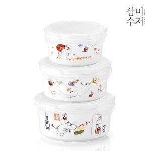 [신세계몰][삼미수저] 무민 더키친 도자기 원형 밀폐용기세트 3P