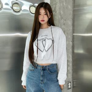 투 하트 실버링 크롭 맨투맨 2color