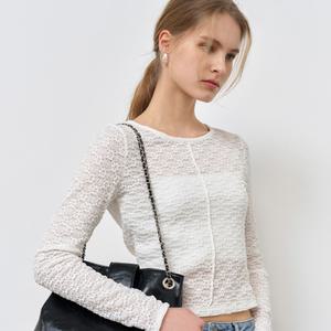 WOMAN 레이스 핀턱 롱 슬리브 티 [WHITE] / WBE1L01509