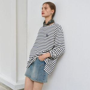 UNISEX 롱슬리브 보더 티셔츠 [WHITE] / SBE1U01003-WOMAN