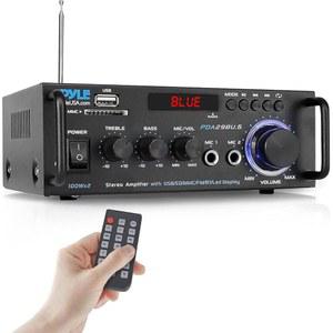 PYLE 무선 블루투스 스테레오 파워 IN, 듀얼 수신기 200W 엔터테인먼트용 사운드 USB, SD, MIC 홈 FM 오디오 - PDA29BU) 통한 앰프 시스템(RCA, 시어터 RCA를 채널 라디오,