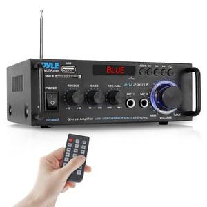 PYLE 스테레오 파워 앰프 200W 무선 오디오 컴퓨터에 가정용 듀얼 RCA 디스플레이 수신기 - 입력 USB PDA29BU를 블루투스 RCA 피크 SD 채널 FM 완벽합니다.5 라디오 통해 LED MIC