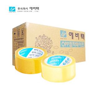 에버텍 40M 1박스(50개) 70M 1박스(40개) 투명 미색 라바타입 OPP 공업용 문구용 박스테이프