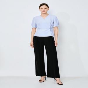 쉬즈미스 퍼프 브이넥 랩 블라우스 SWWBLO22080 82
