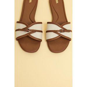 자라 ZARA 여성 캔버스 버클 플랫 샌들324461